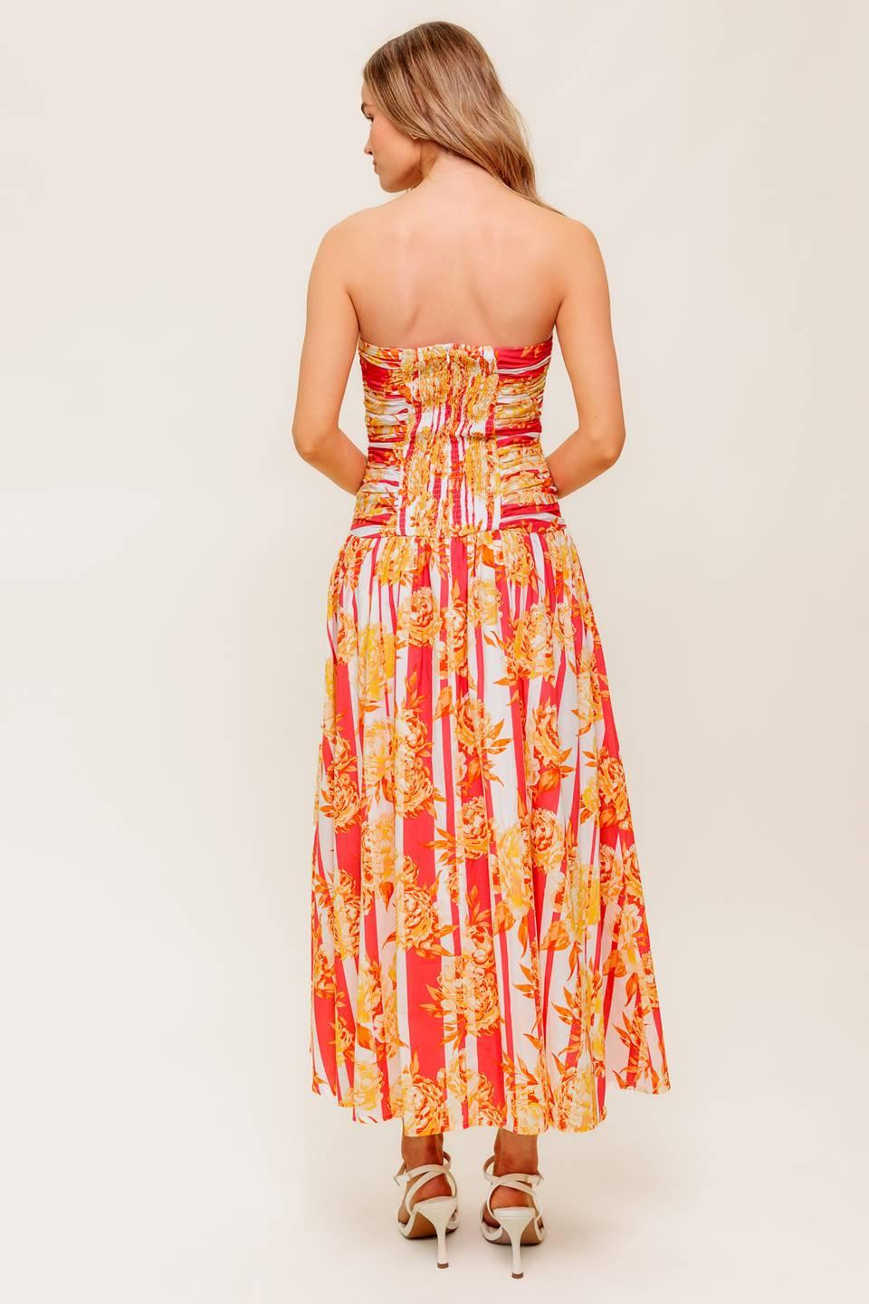 PEONY STORM DANCE WOVEN MIDI DRESS Flying Tomato
