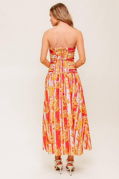 PEONY STORM DANCE WOVEN MIDI DRESS Flying Tomato