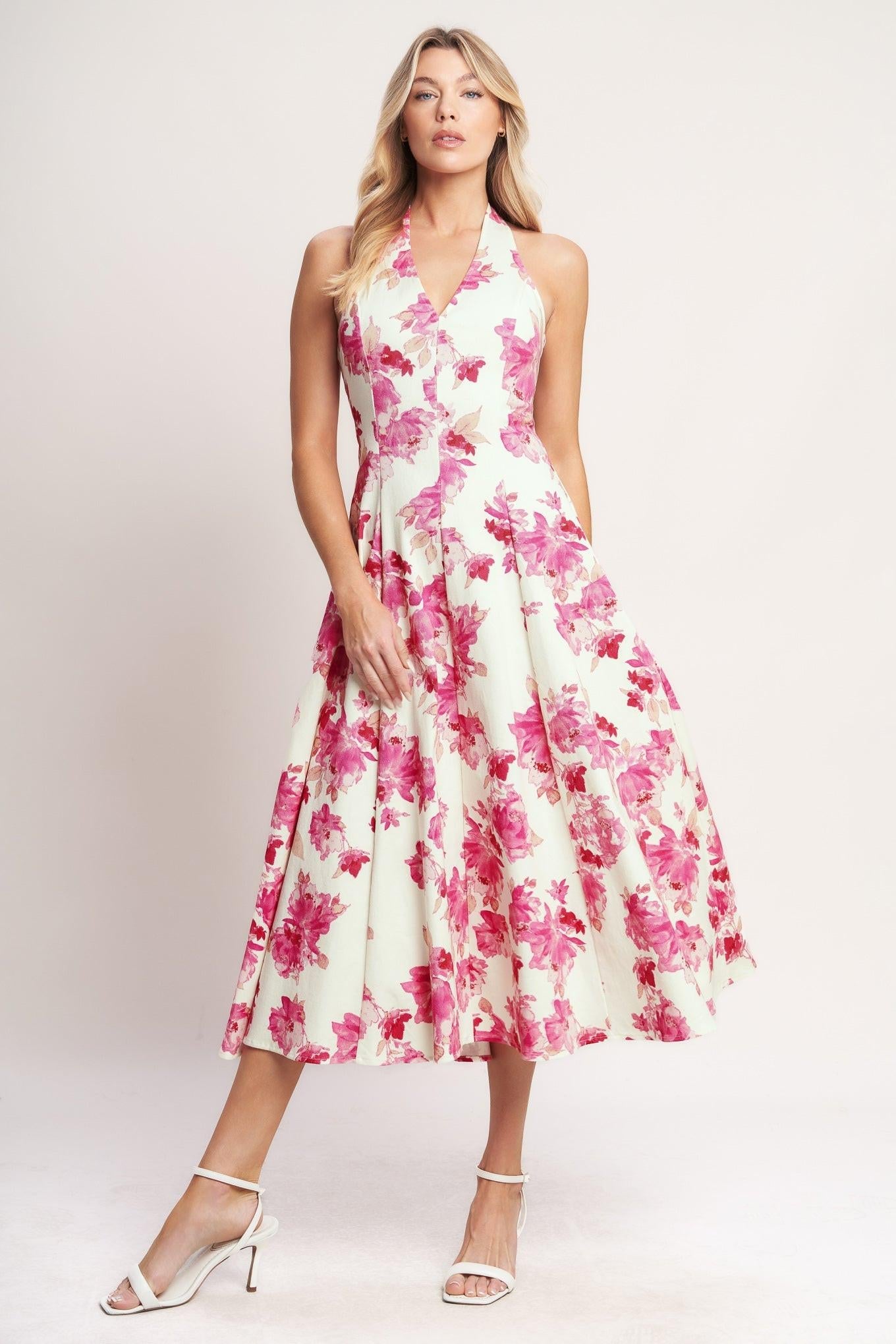 ROSY AFTERNOON WOVEN MIDI DRESS Flying Tomato