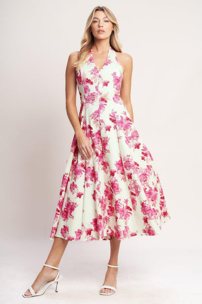 ROSY AFTERNOON WOVEN MIDI DRESS Flying Tomato