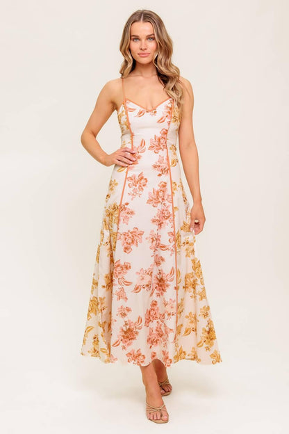 SANDSTONE PETAL WOVEN MIDI DRESS Flying Tomato