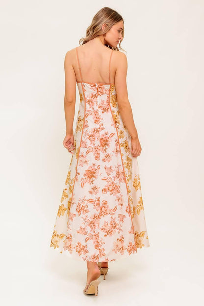 SANDSTONE PETAL WOVEN MIDI DRESS Flying Tomato