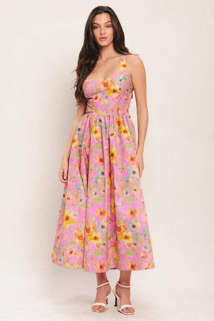 ROSY DAYDREAM WOVEN MIDI DRESS Flying Tomato