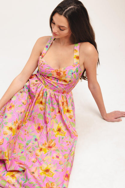 ROSY DAYDREAM WOVEN MIDI DRESS Flying Tomato
