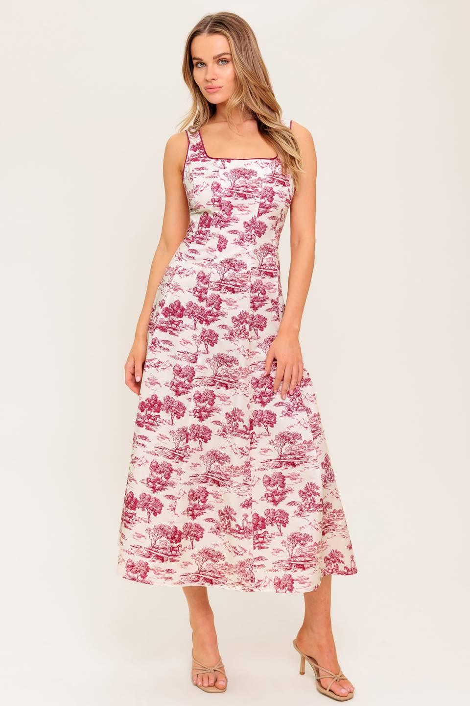 MOJITO MOOD BERRY WOVEN MIDI DRESS Flying Tomato