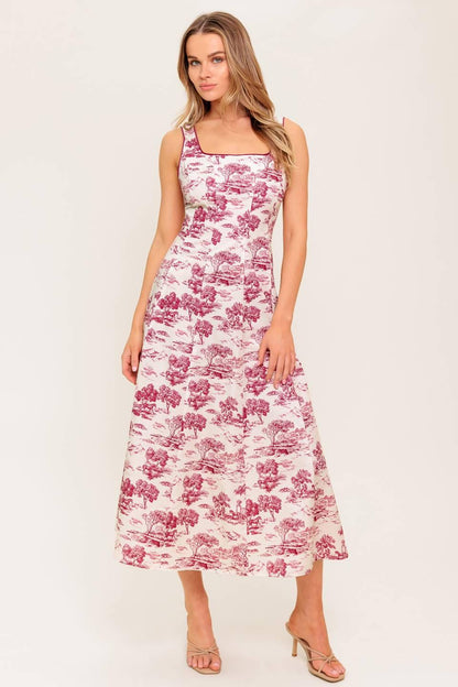 MOJITO MOOD BERRY WOVEN MIDI DRESS Flying Tomato