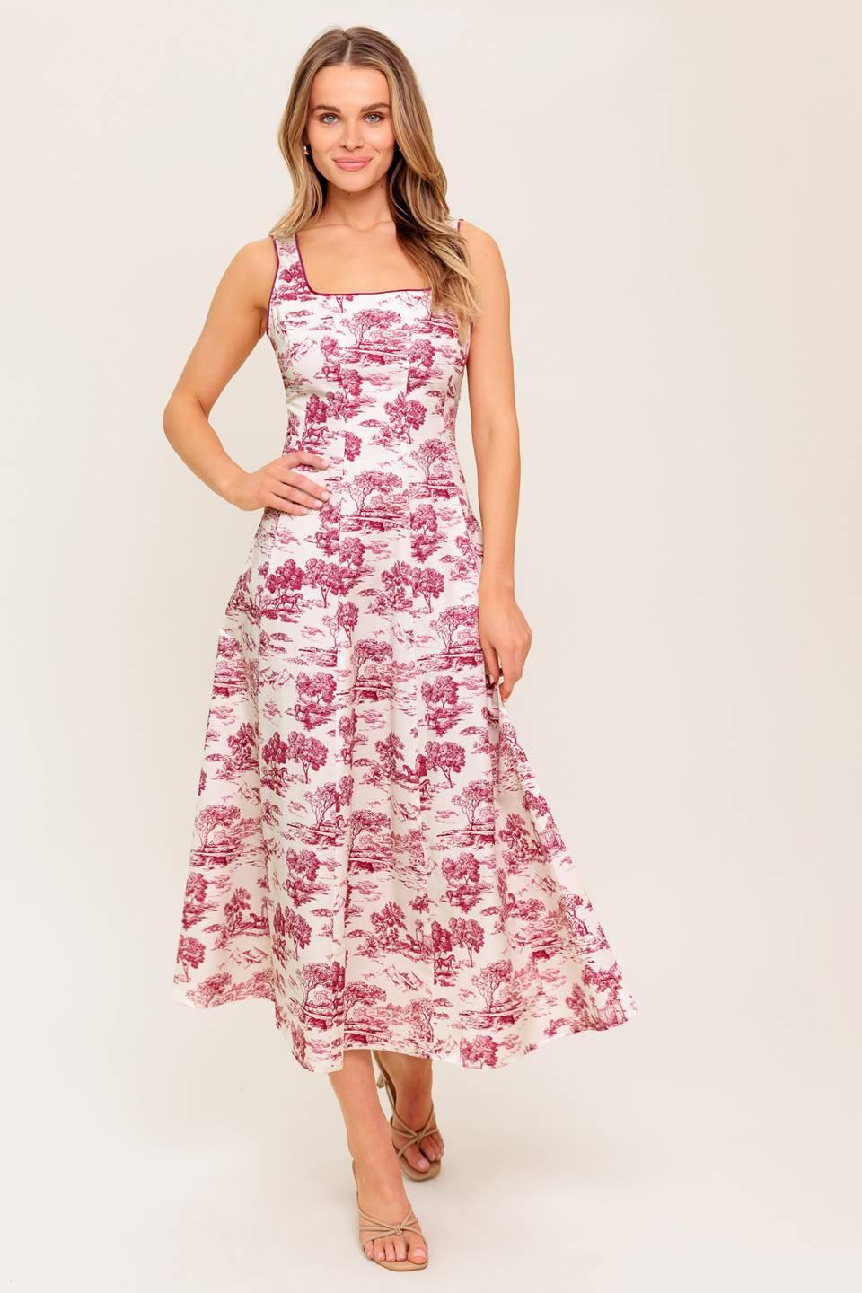 MOJITO MOOD BERRY WOVEN MIDI DRESS Flying Tomato
