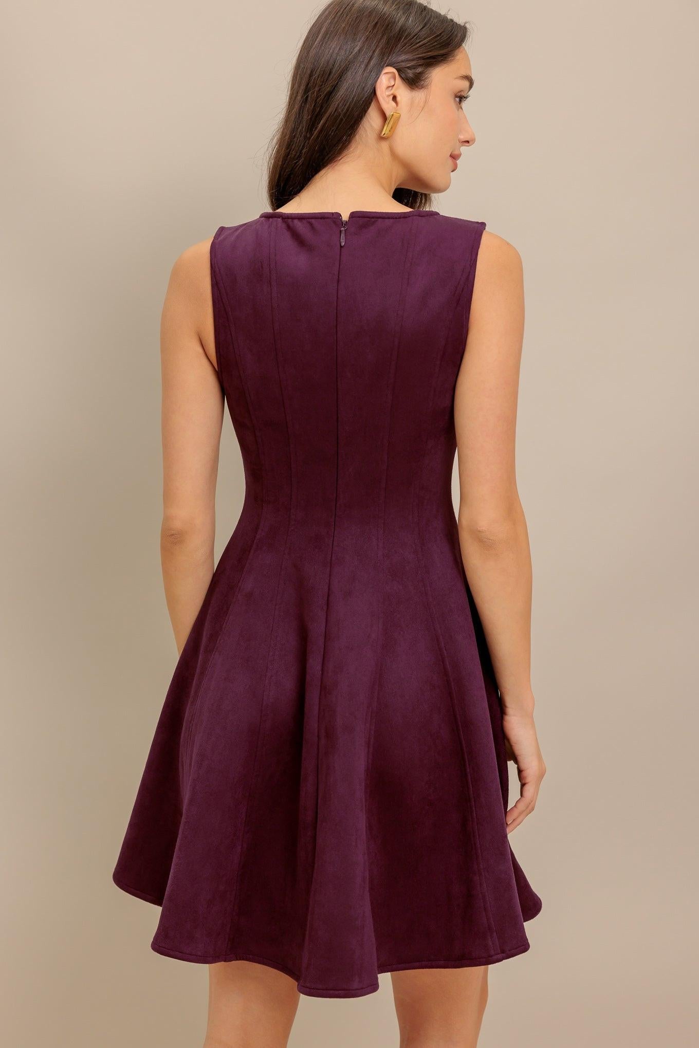 WINE IN THE SUN FAUX SUEDE MINI DRESS Flying Tomato
