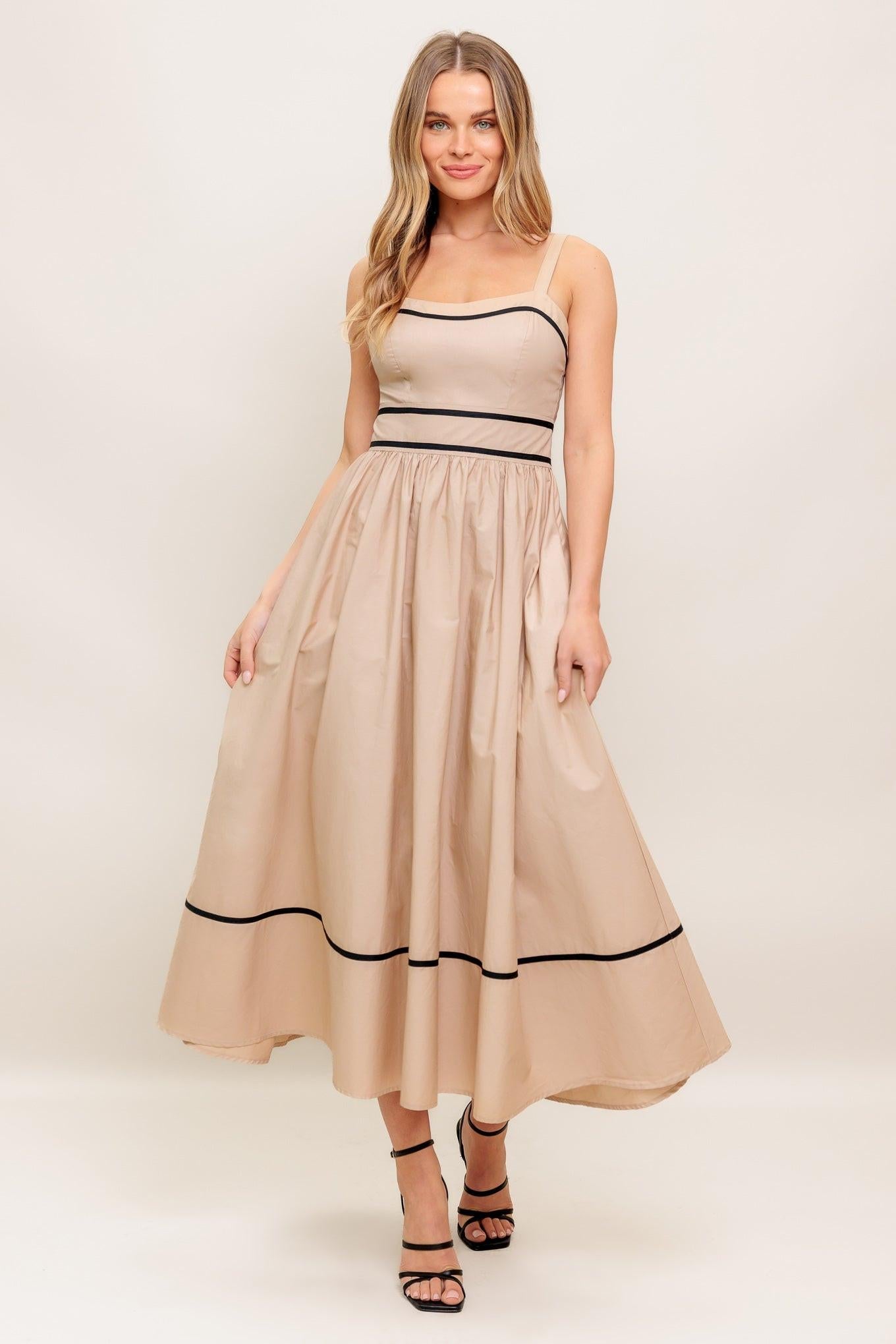 QUIET LUXE STRAP WOVEN MIDI DRESS Flying Tomato