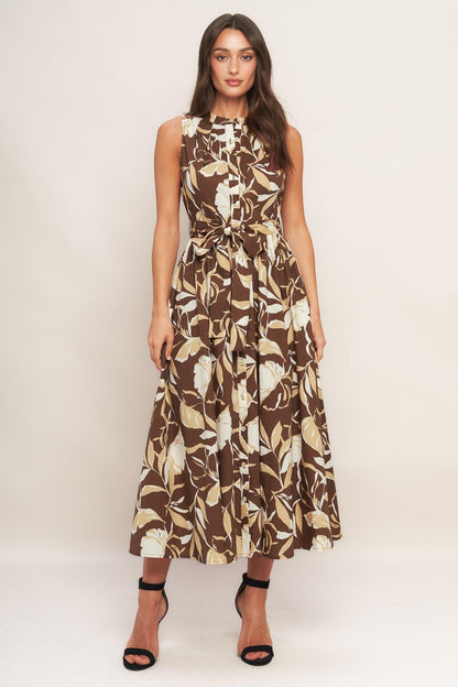 ELEGANT BLOOM WOVEN MIDI DRESS Flying Tomato