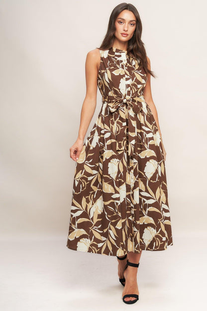 ELEGANT BLOOM WOVEN MIDI DRESS Flying Tomato
