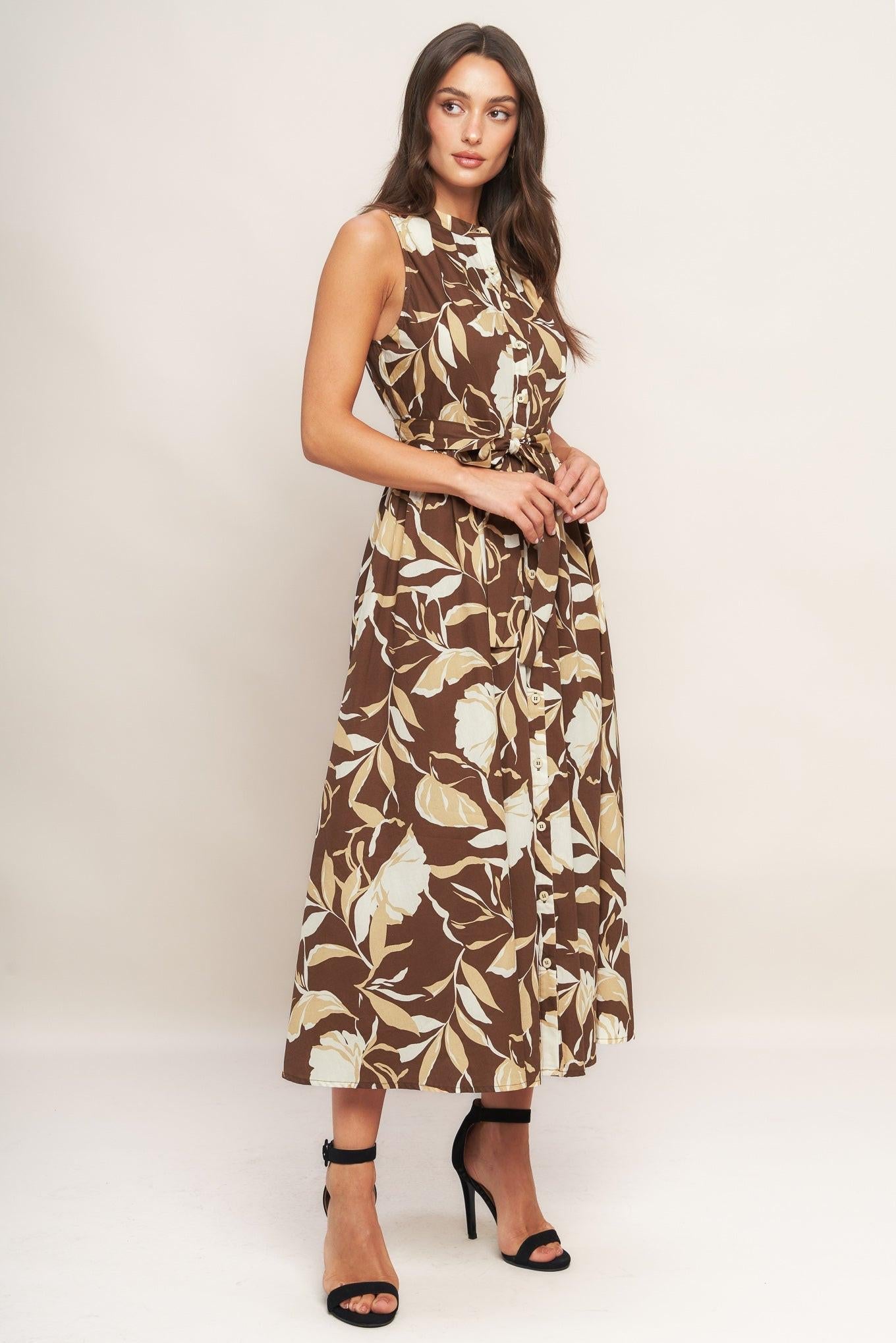ELEGANT BLOOM WOVEN MIDI DRESS Flying Tomato