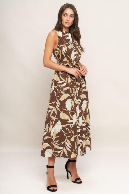 ELEGANT BLOOM WOVEN MIDI DRESS Flying Tomato