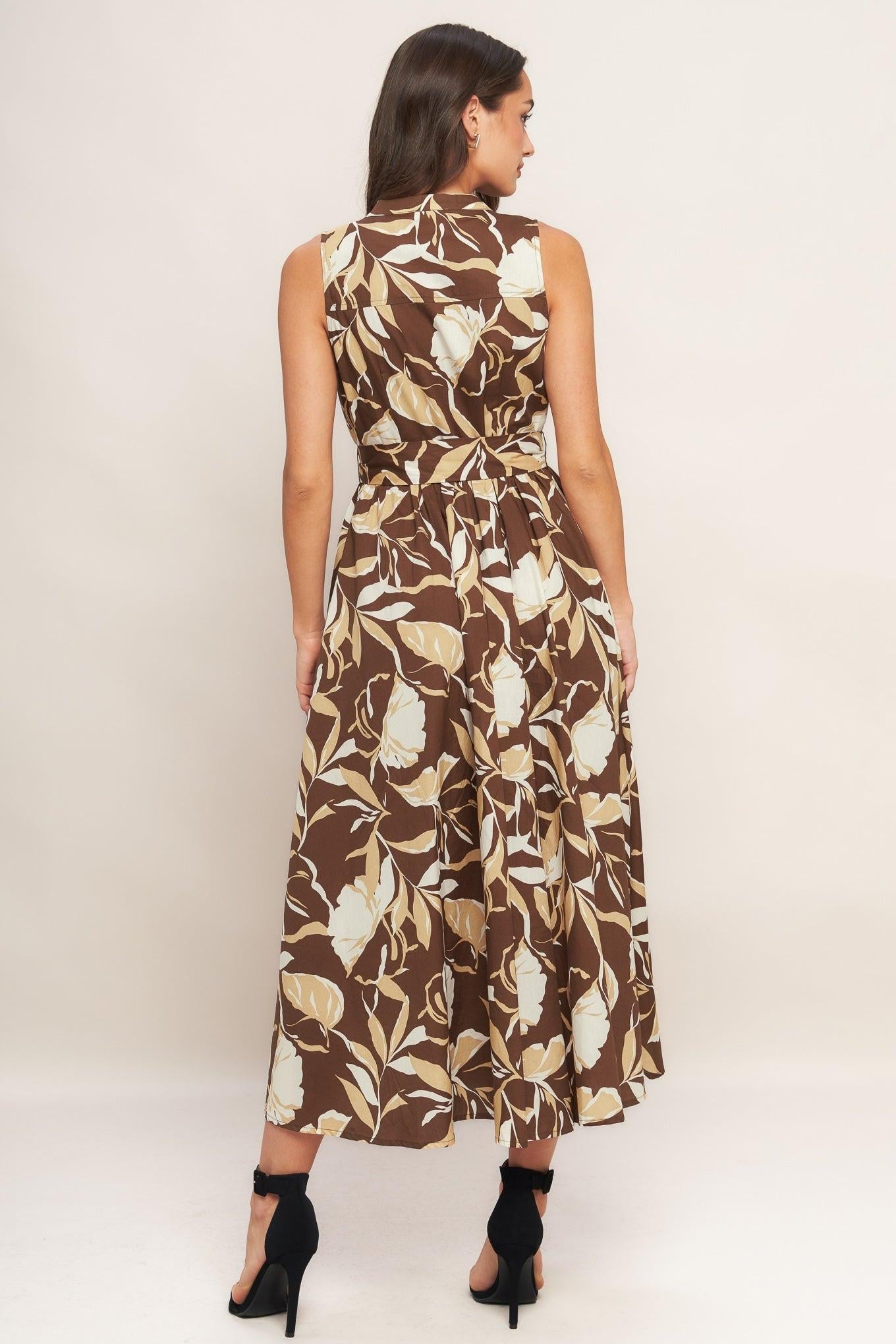 ELEGANT BLOOM WOVEN MIDI DRESS Flying Tomato