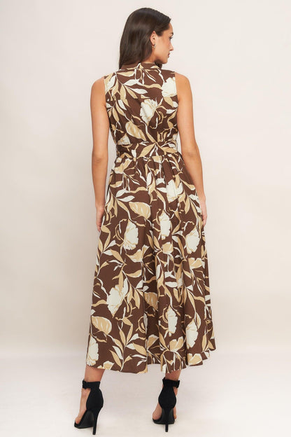 ELEGANT BLOOM WOVEN MIDI DRESS Flying Tomato