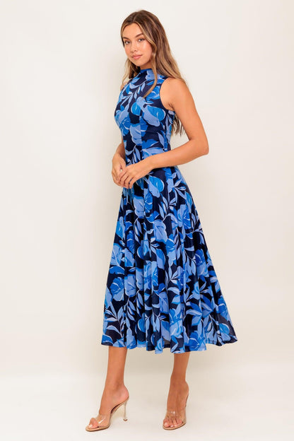 MIDNIGHT BLOOM WOVEN MIDI DRESS Flying Tomato