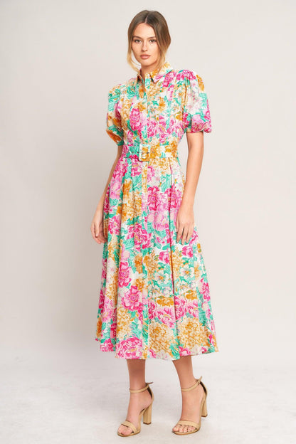 BLOOMING GARDEN WOVEN MIDI DRESS Flying Tomato