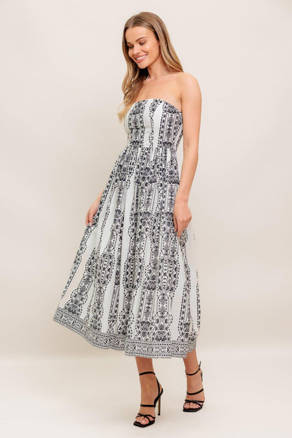 SUMMER SILHOUETTE WOVEN MIDI DRESS Flying Tomato