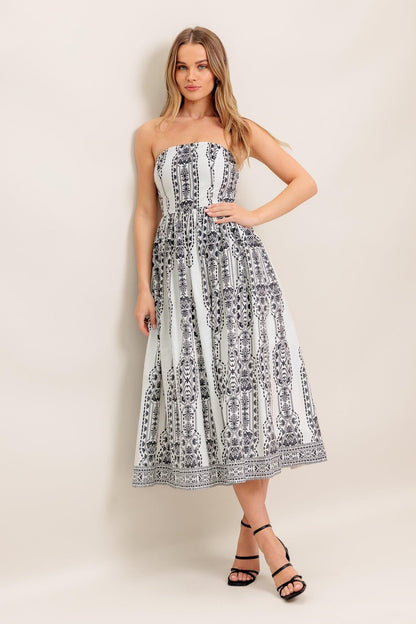 SUMMER SILHOUETTE WOVEN MIDI DRESS Flying Tomato