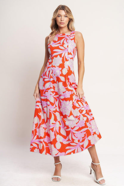PALM ROMANCE WOVEN MIDI DRESS Flying Tomato