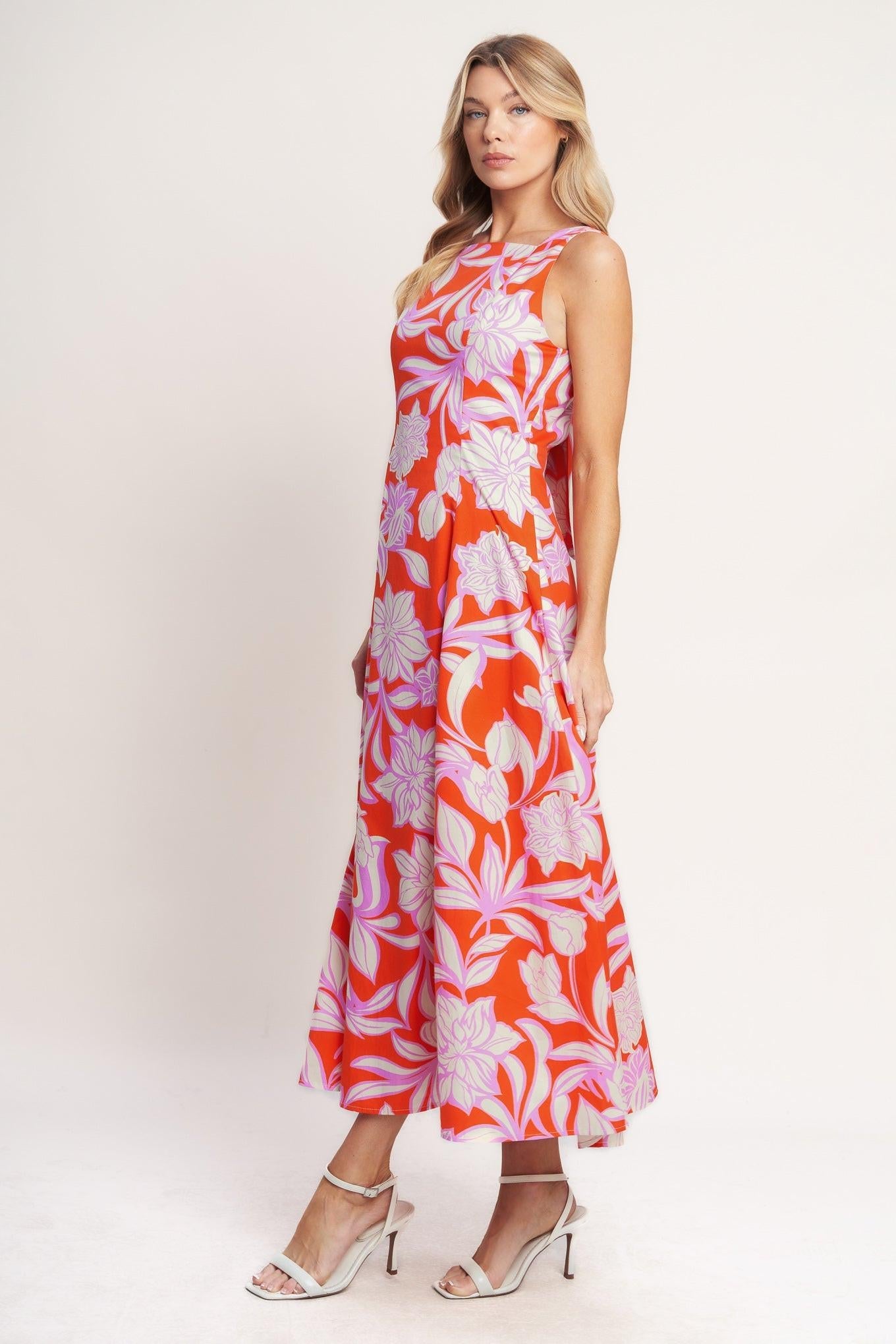PALM ROMANCE WOVEN MIDI DRESS Flying Tomato