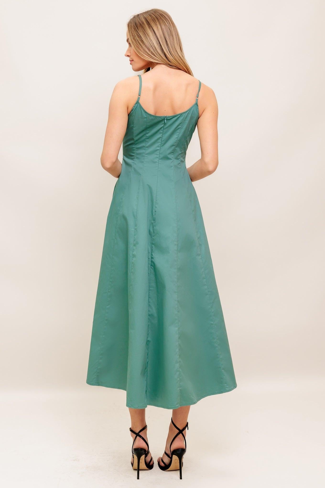 VERDE ELEGANTE WOVEN MIDI DRESS Flying Tomato