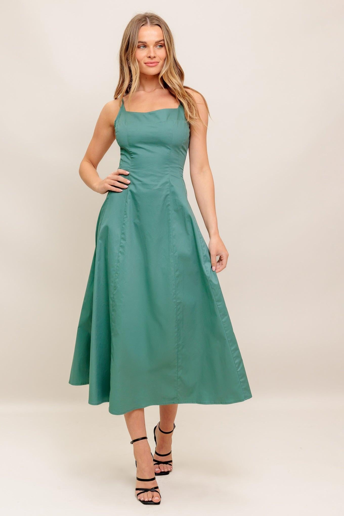 VERDE ELEGANTE WOVEN MIDI DRESS Flying Tomato