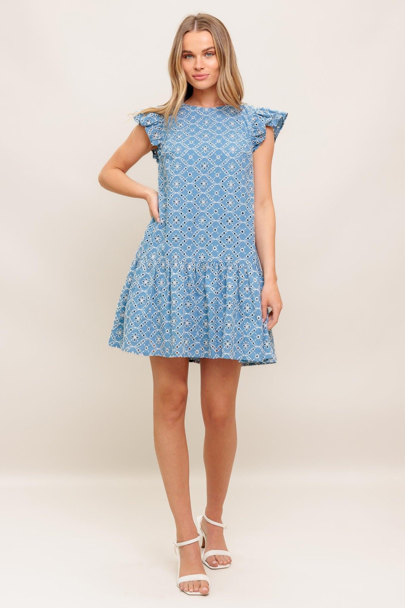 CUPCAKE SMILE WOVEN EYELET BABYDOLL DRESS Flying Tomato