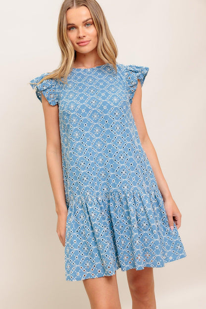 CUPCAKE SMILE WOVEN EYELET BABYDOLL DRESS Flying Tomato
