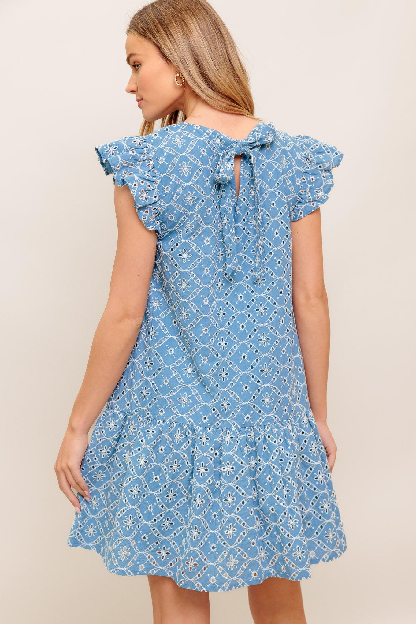 CUPCAKE SMILE WOVEN EYELET BABYDOLL DRESS Flying Tomato