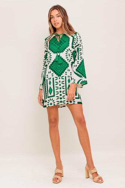 EMERALD TERRA TUNIC WOVEN MINI DRESS Flying Tomato