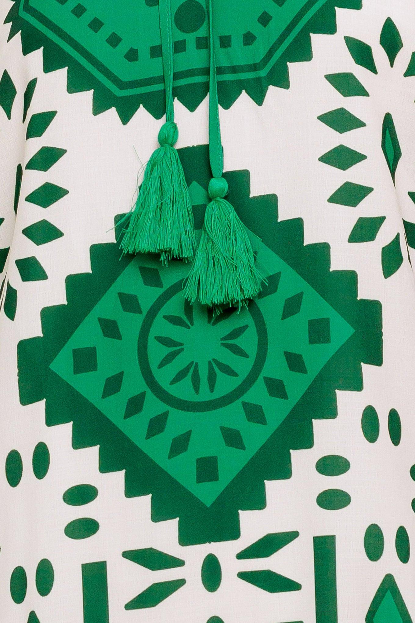 EMERALD TERRA TUNIC WOVEN MINI DRESS Flying Tomato