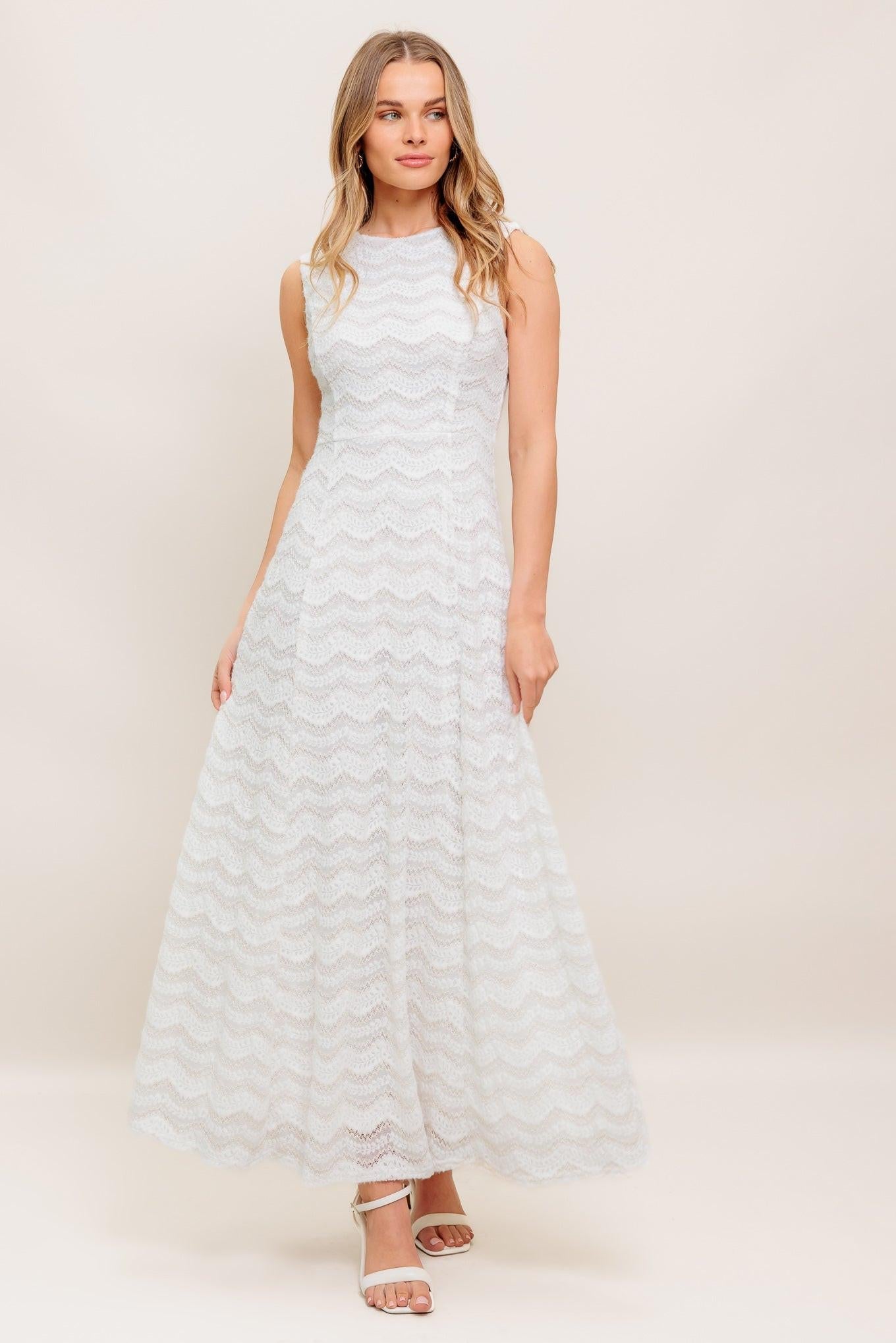 HEARTFELT CREAM WOVEN LACE ANKLE DRESS Flying Tomato