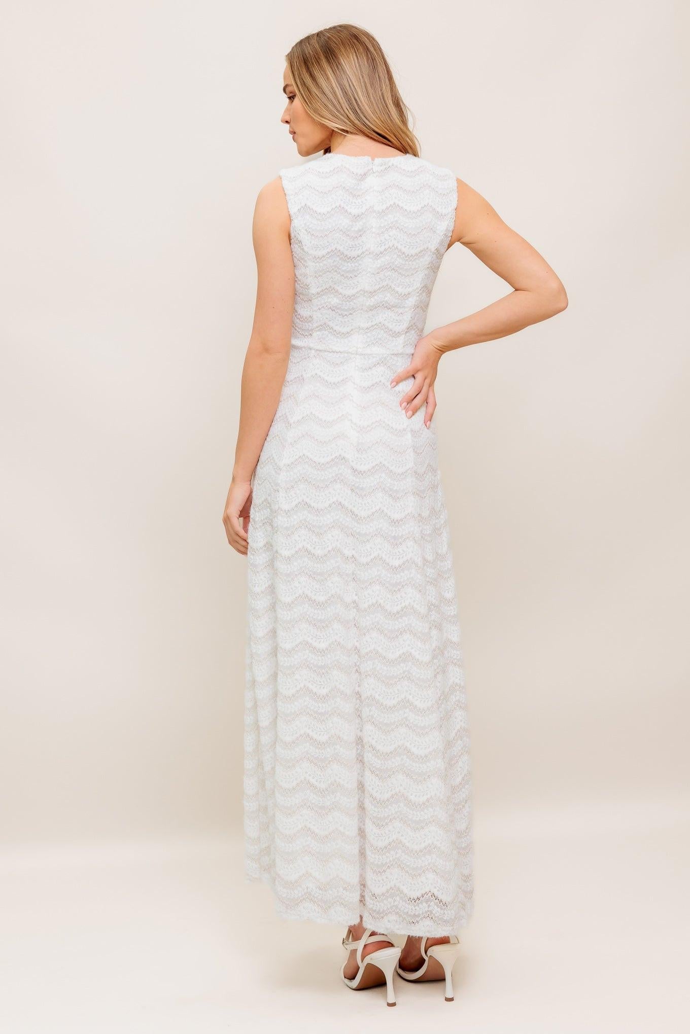 HEARTFELT CREAM WOVEN LACE ANKLE DRESS Flying Tomato