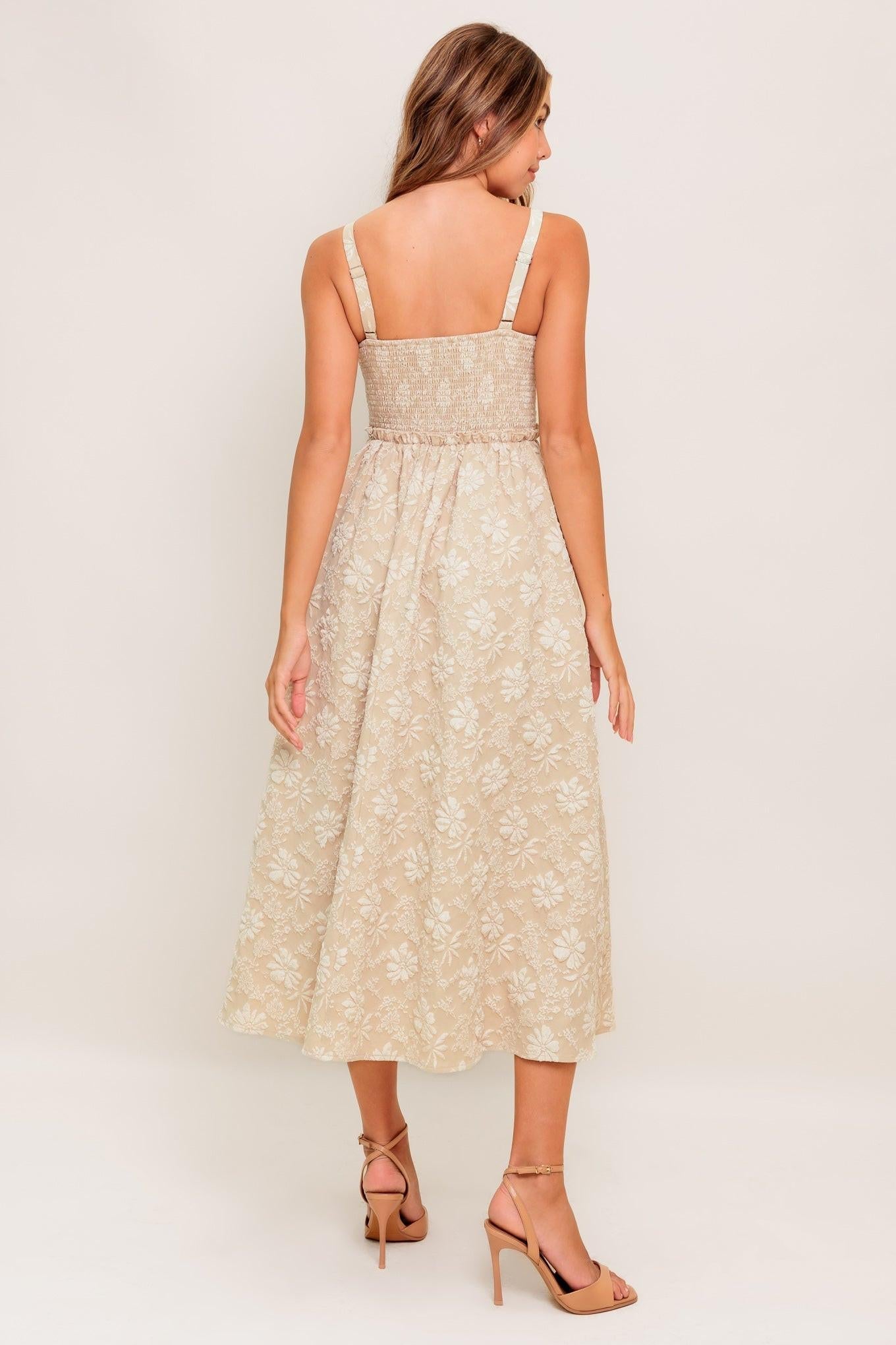 SOFT SUNSET STORY WOVEN MIDI DRESS Flying Tomato