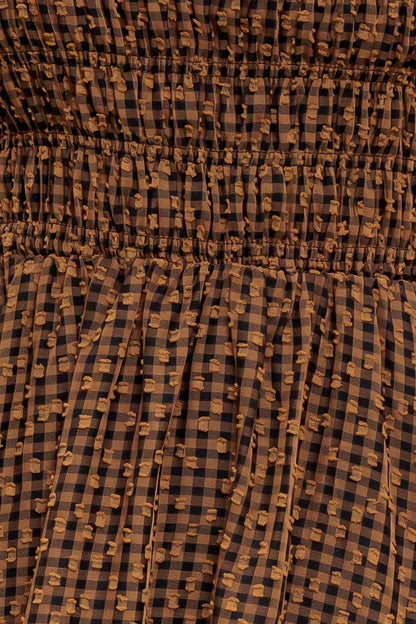 CHECKED DAYDREAM WOVEN MIDI DRESS Flying Tomato