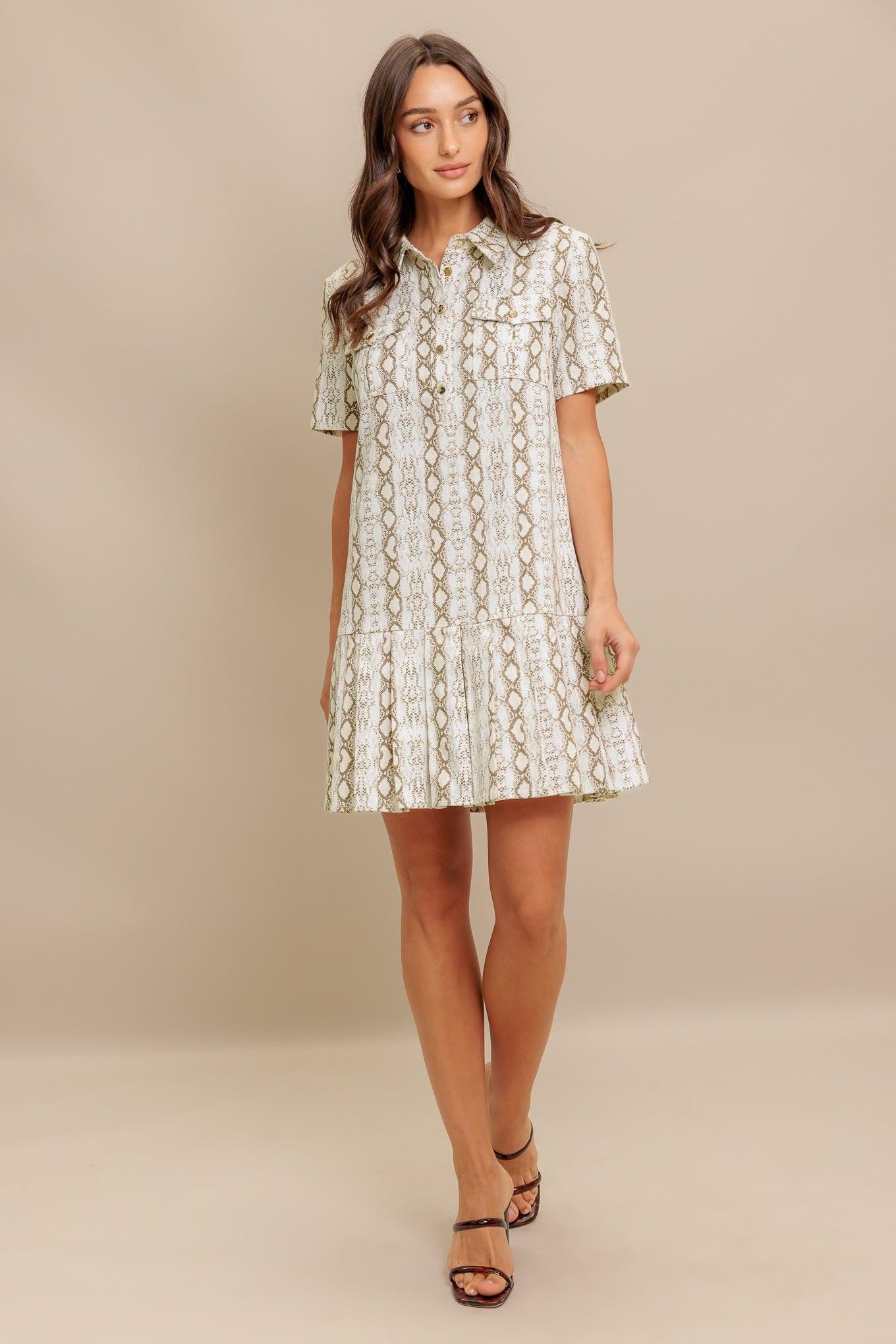 CHIC PYTHON WOVEN MINI DRESS Flying Tomato
