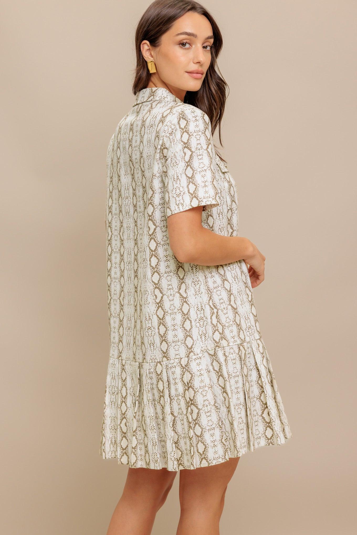 CHIC PYTHON WOVEN MINI DRESS Flying Tomato