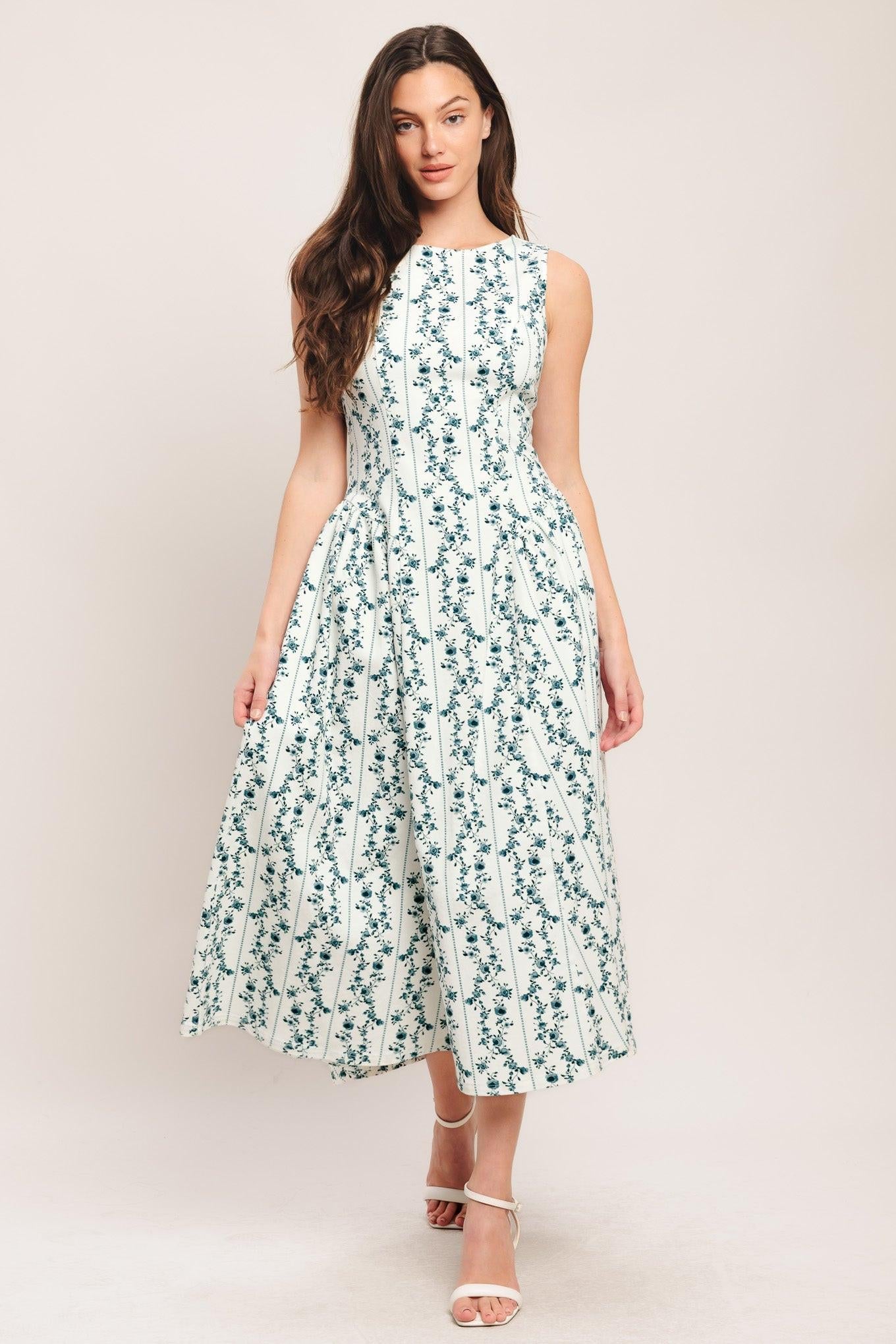 BLOOM COLUMN WOVEN MIDI DRESS Flying Tomato