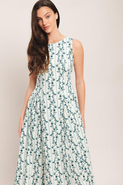 BLOOM COLUMN WOVEN MIDI DRESS Flying Tomato