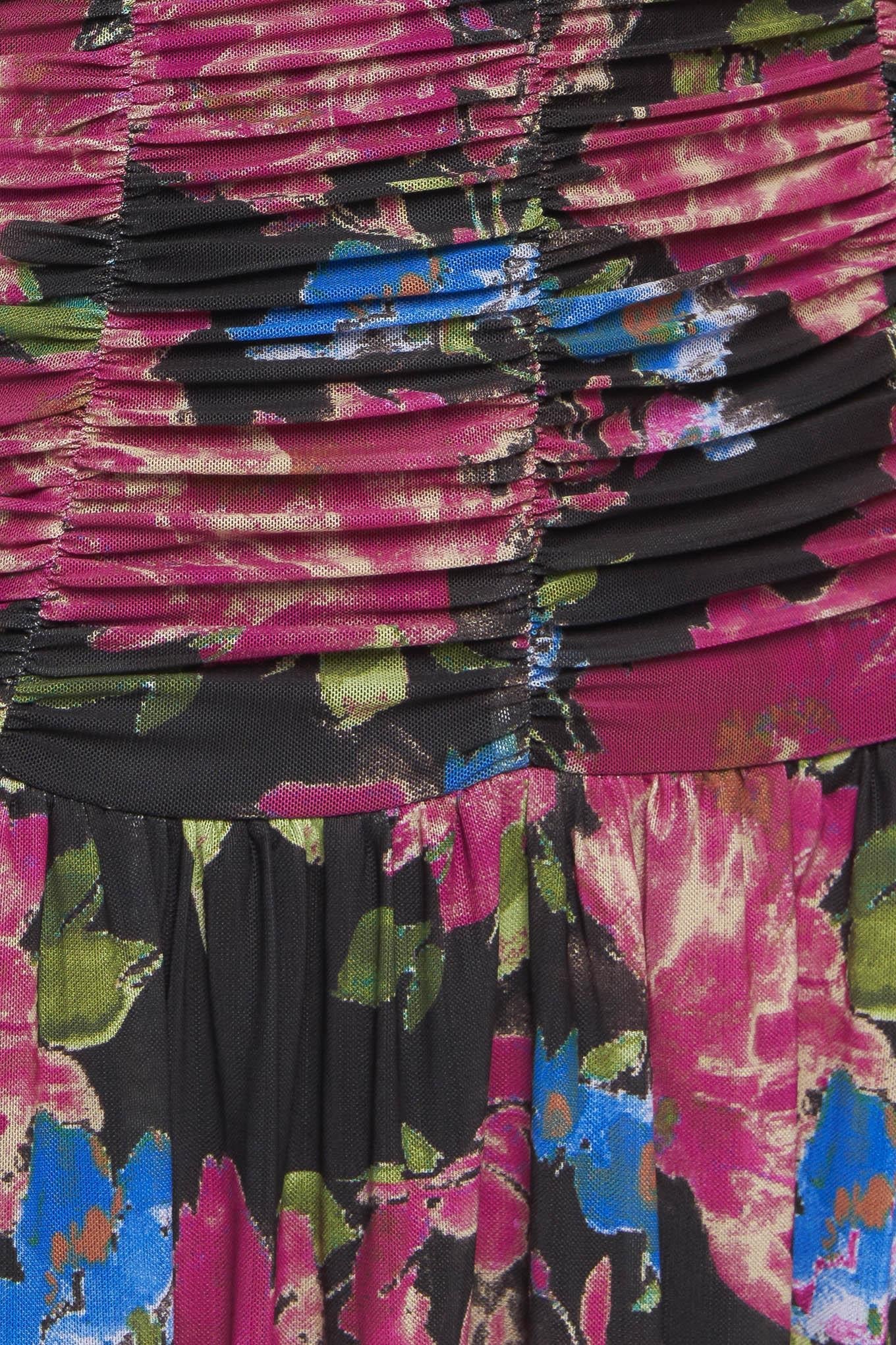 NIGHT FLORIST POWER MESH MAXI DRESS Flying Tomato