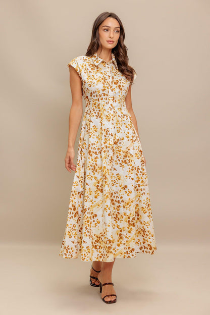 BUTTERCUP KISS WOVEN MIDI DRESS Flying Tomato