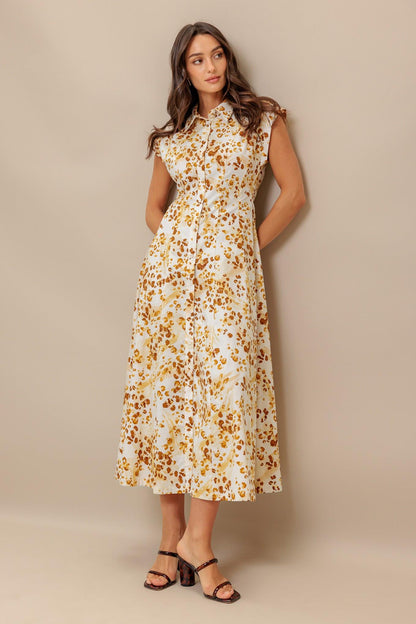 BUTTERCUP KISS WOVEN MIDI DRESS Flying Tomato