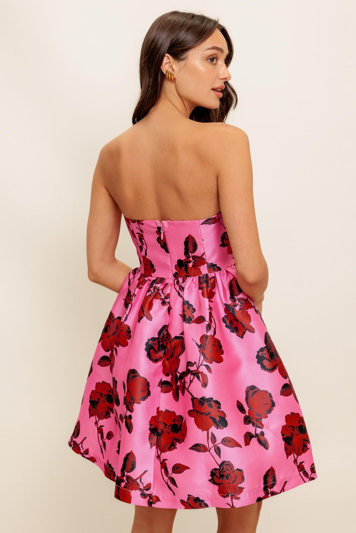 STRAPLESS SEDUCTION WOVEN MINI DRESS Flying Tomato