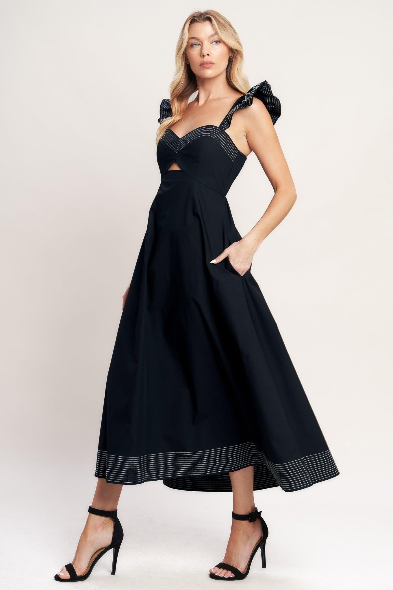 BEAUTIFULLY UNEXPECTED WOVEN MIDI DRESS Flying Tomato