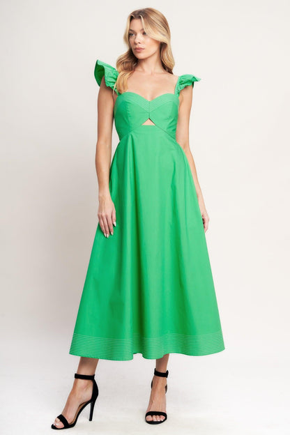 BEAUTIFULLY UNEXPECTED WOVEN MIDI DRESS Flying Tomato