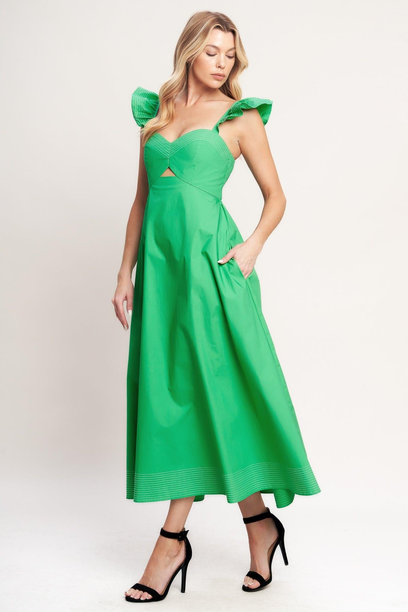 BEAUTIFULLY UNEXPECTED WOVEN MIDI DRESS Flying Tomato