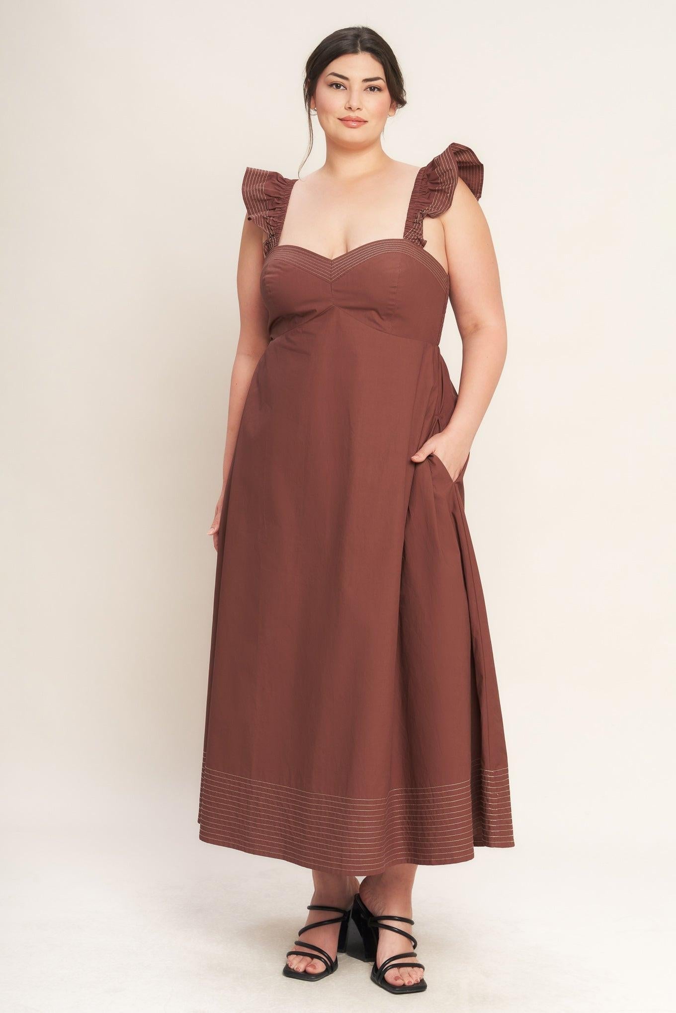 TUSCAN SUNSET WOVEN MIDI DRESS Flying Tomato