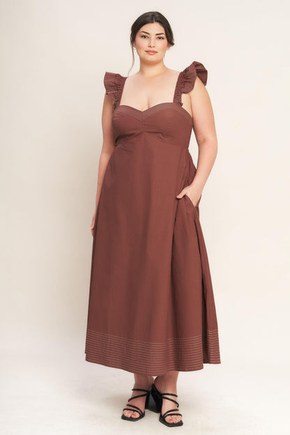 TUSCAN SUNSET WOVEN MIDI DRESS Flying Tomato