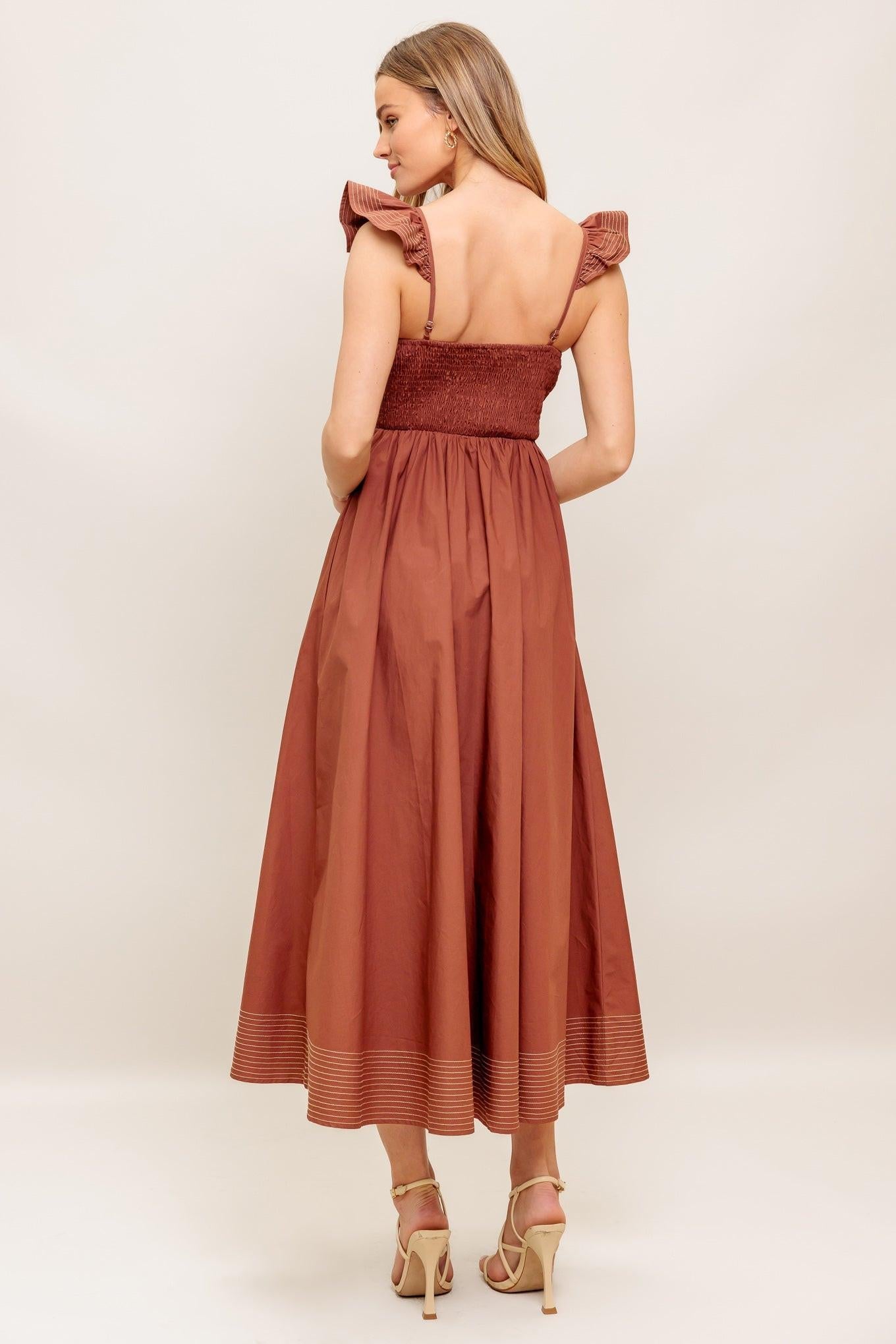 TUSCAN SUNSET WOVEN MIDI DRESS Flying Tomato